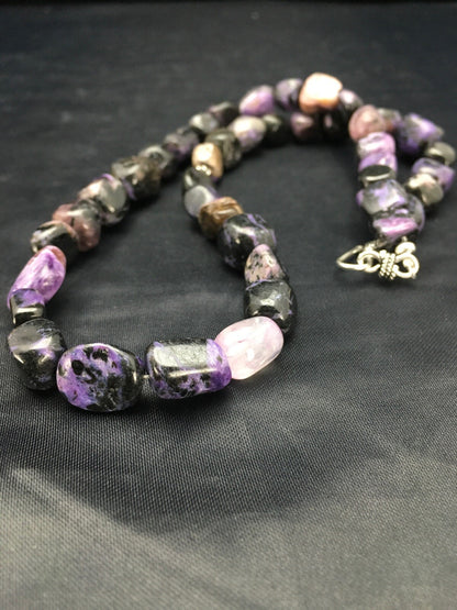 Purple Charoite Navajo Sterling Silver Beads Necklace 02700