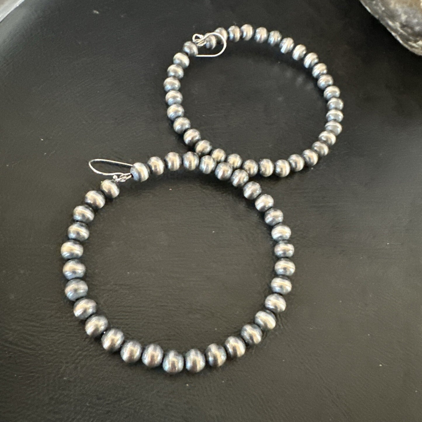 6mm Sterling Silver Beads Stainless Steel Wire Earrings 2.5” 17786