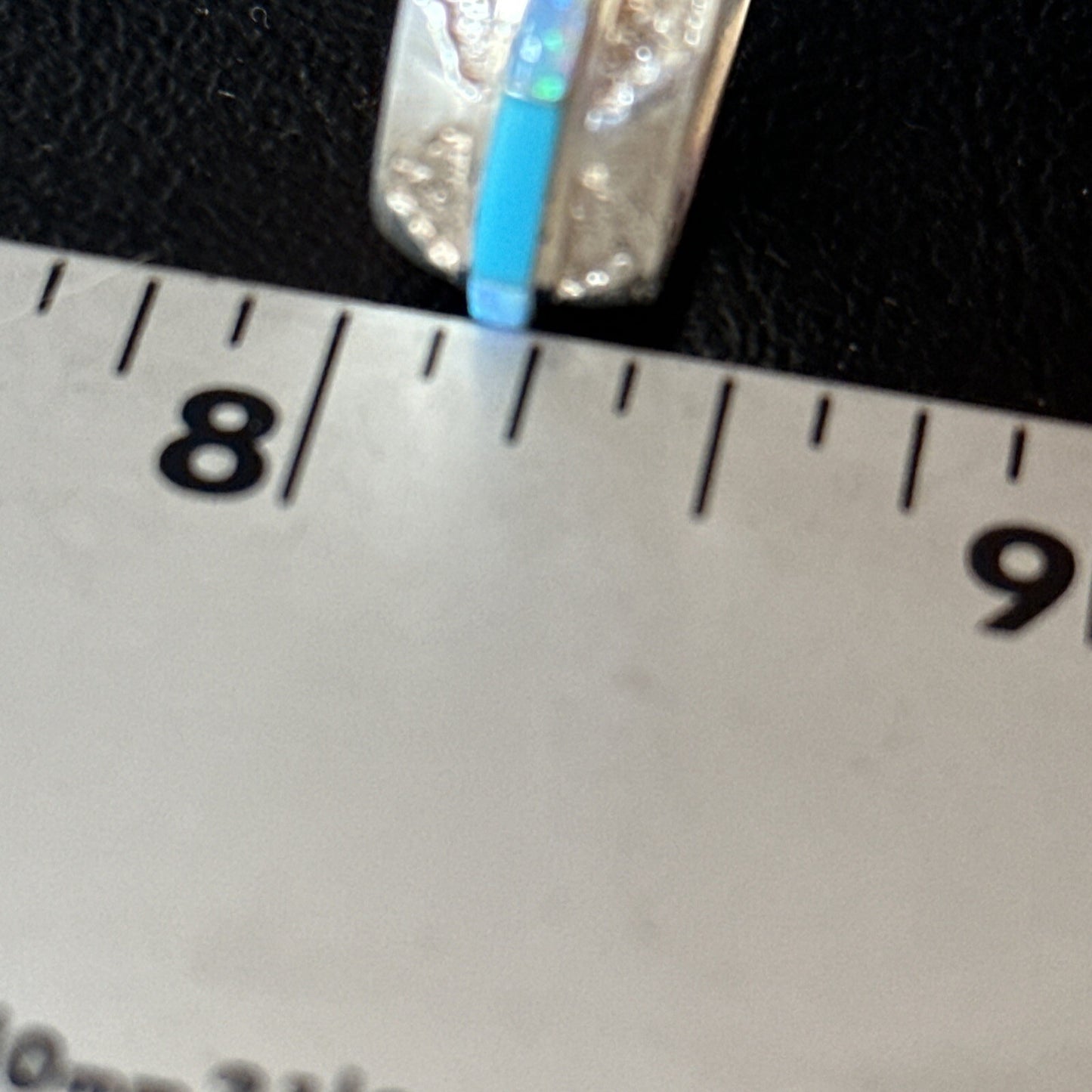 Turquoise & Opal Inlay Navajo Sterling Silver Eternity Band Ring Size 8 14542