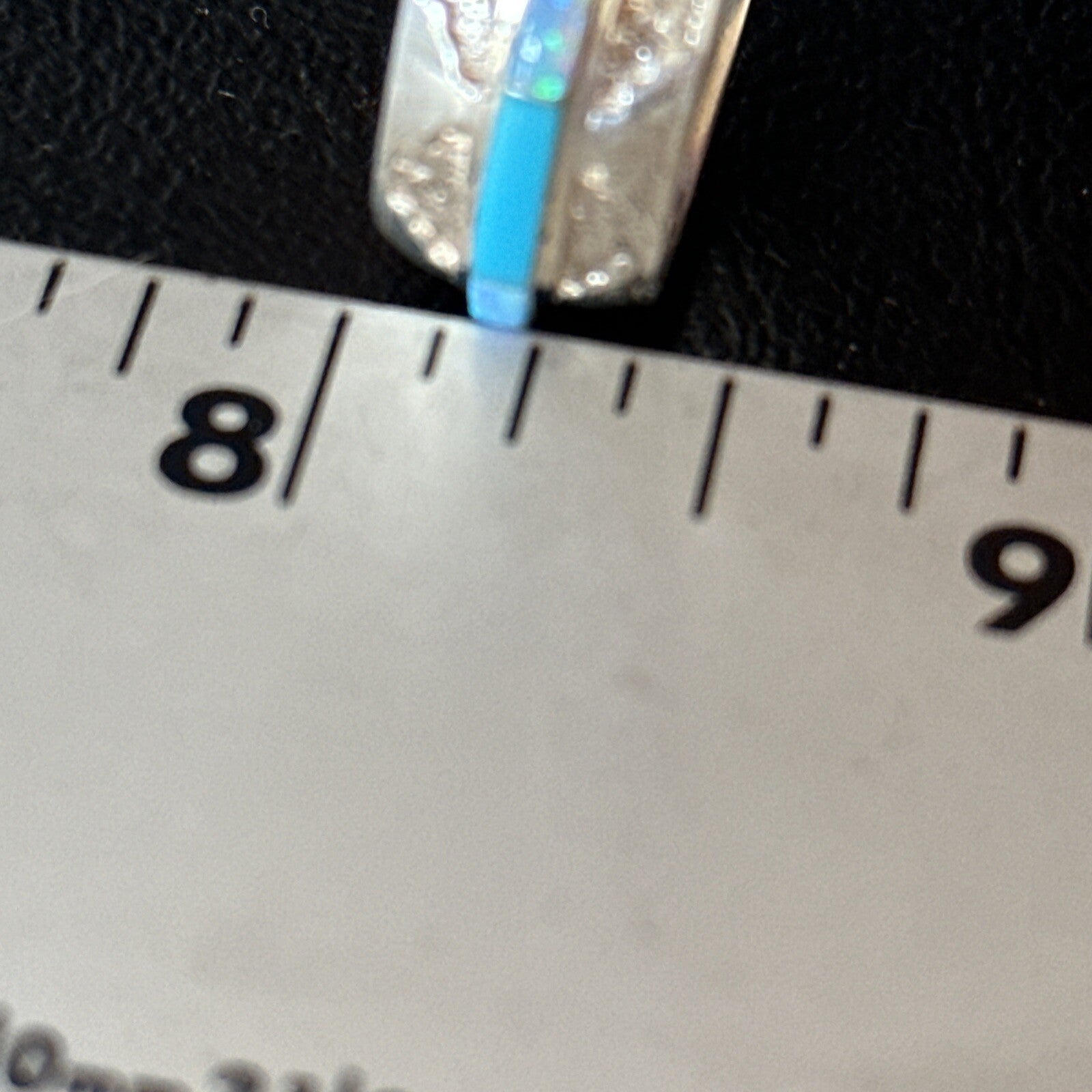 Turquoise & Opal Inlay Navajo Sterling Silver Eternity Band Ring Size 8 14542