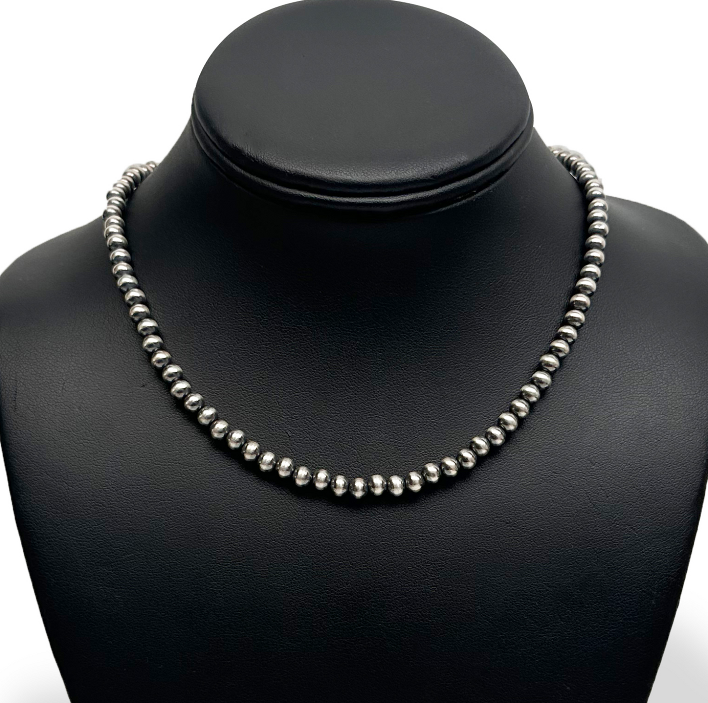 Popular Sterling Silver Navajo Pearls Native American 4mm Bead Necklace