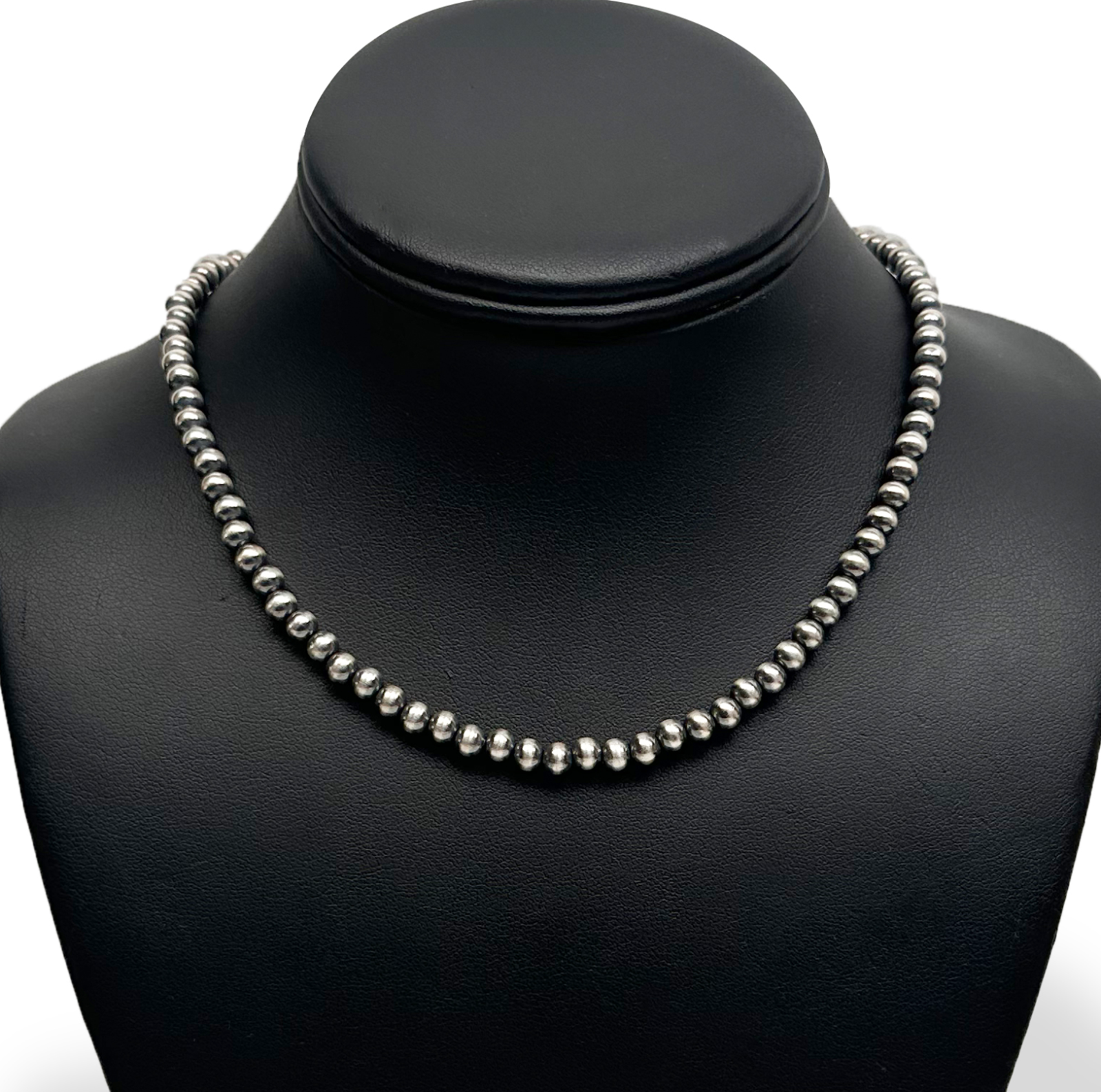 Popular Sterling Silver Navajo Pearls Native American 4mm Bead Necklace