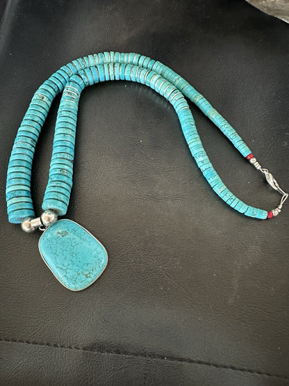 Old Pawn Turquoise Necklace Heavy Blue Old Pawn Santo Domingo Southwest 19442