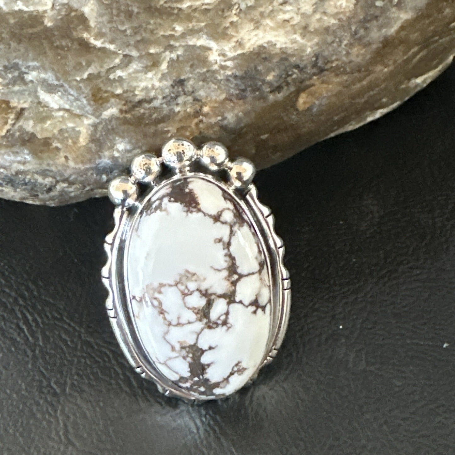Men’s Womens Wild Horse Turquoise Navajo Sterling Silver Ring Size 7 18011