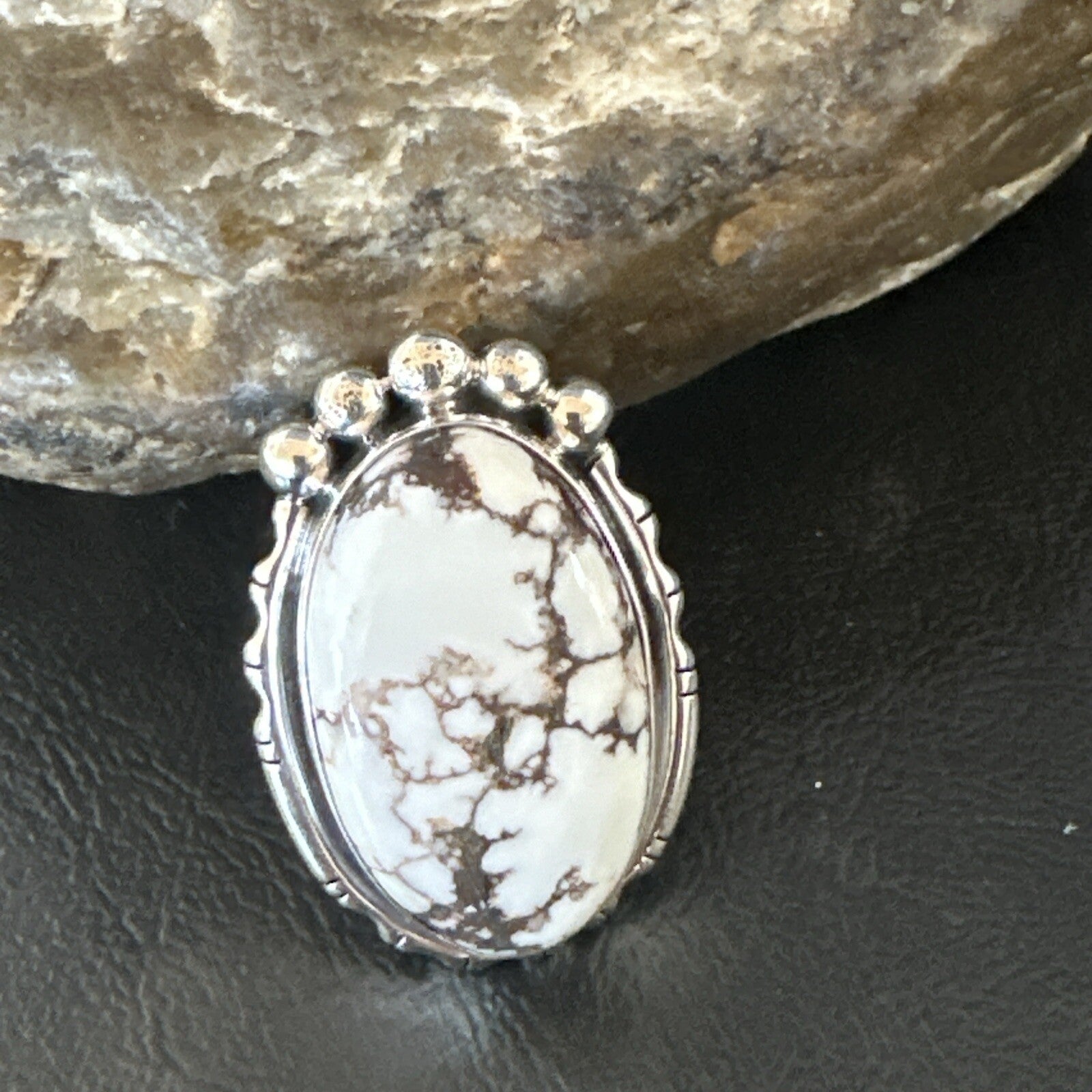 Men’s Womens Wild Horse Turquoise Navajo Sterling Silver Ring Size 7 18011