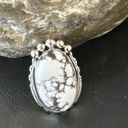 Men’s Womens Wild Horse Turquoise Navajo Sterling Silver Ring Size 7 18011