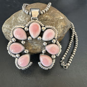 Pink Conch Navajo Naja Pendant | Sterling Silver | Authentic Native American Handmade | 18928
