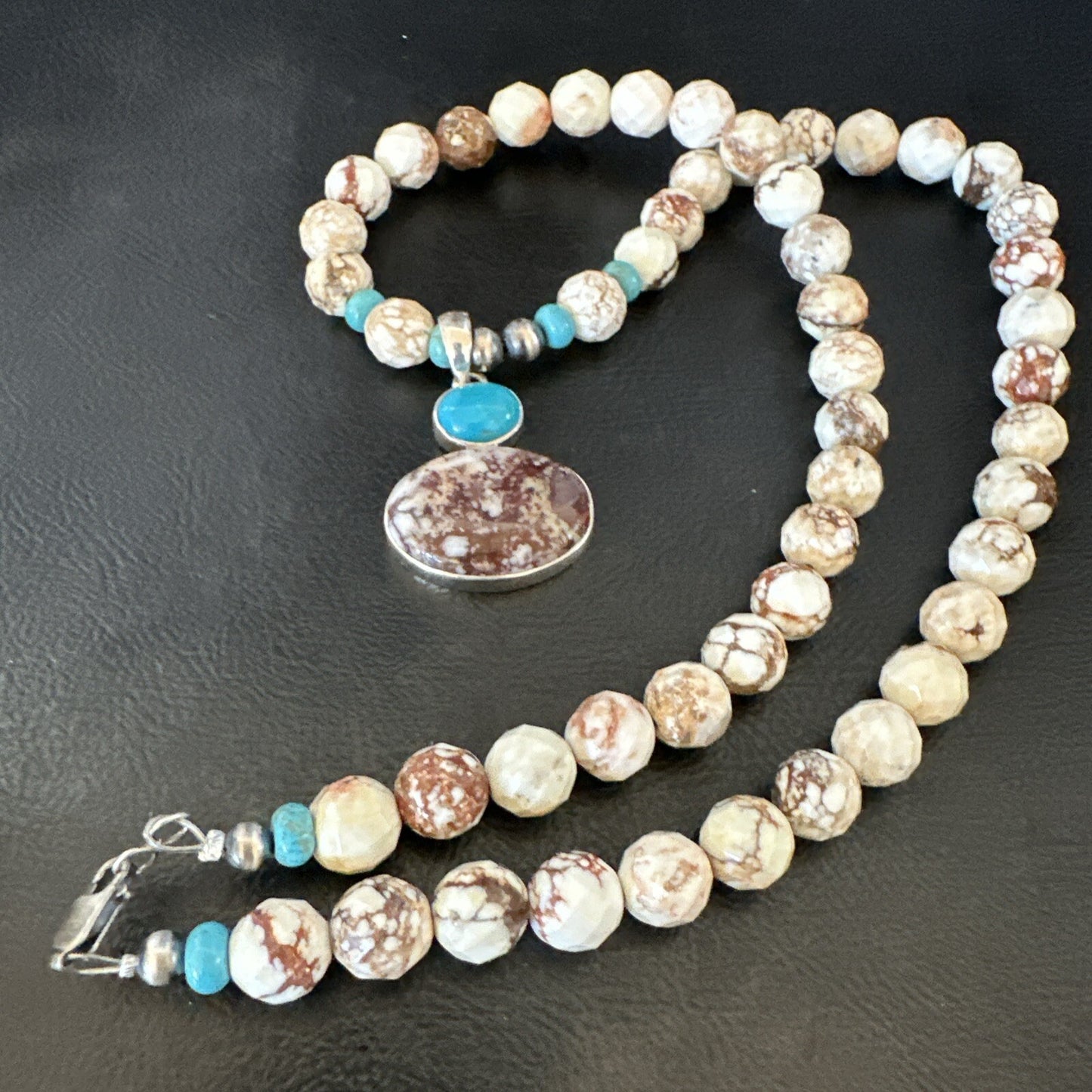 Mens Women Navajo Sterling Silver Wild Horse Turquoise Necklace Pendant 20”18323