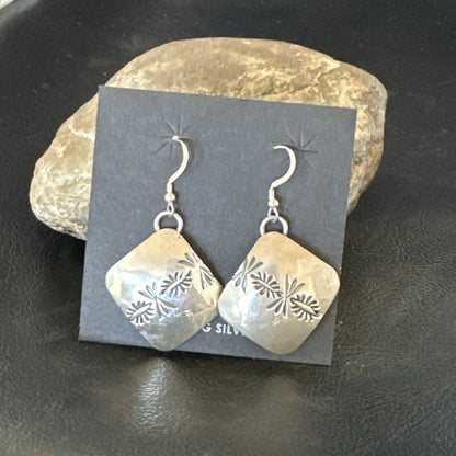 Native American Indian Navajo Stamped Sterling Silver Earrings Set 4754
