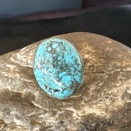 Blue Turquoise#8 Southwestern Sterling Silver Ring Size 8 19747