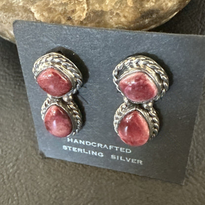 Native Purple Spiny Oyster Navajo Sterling Silver Dangle Earrings 1" 1606