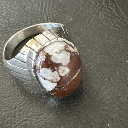 Mens Wild Horse Turquoise Southwestern Sterling Silver Ring Size 10.5 17794