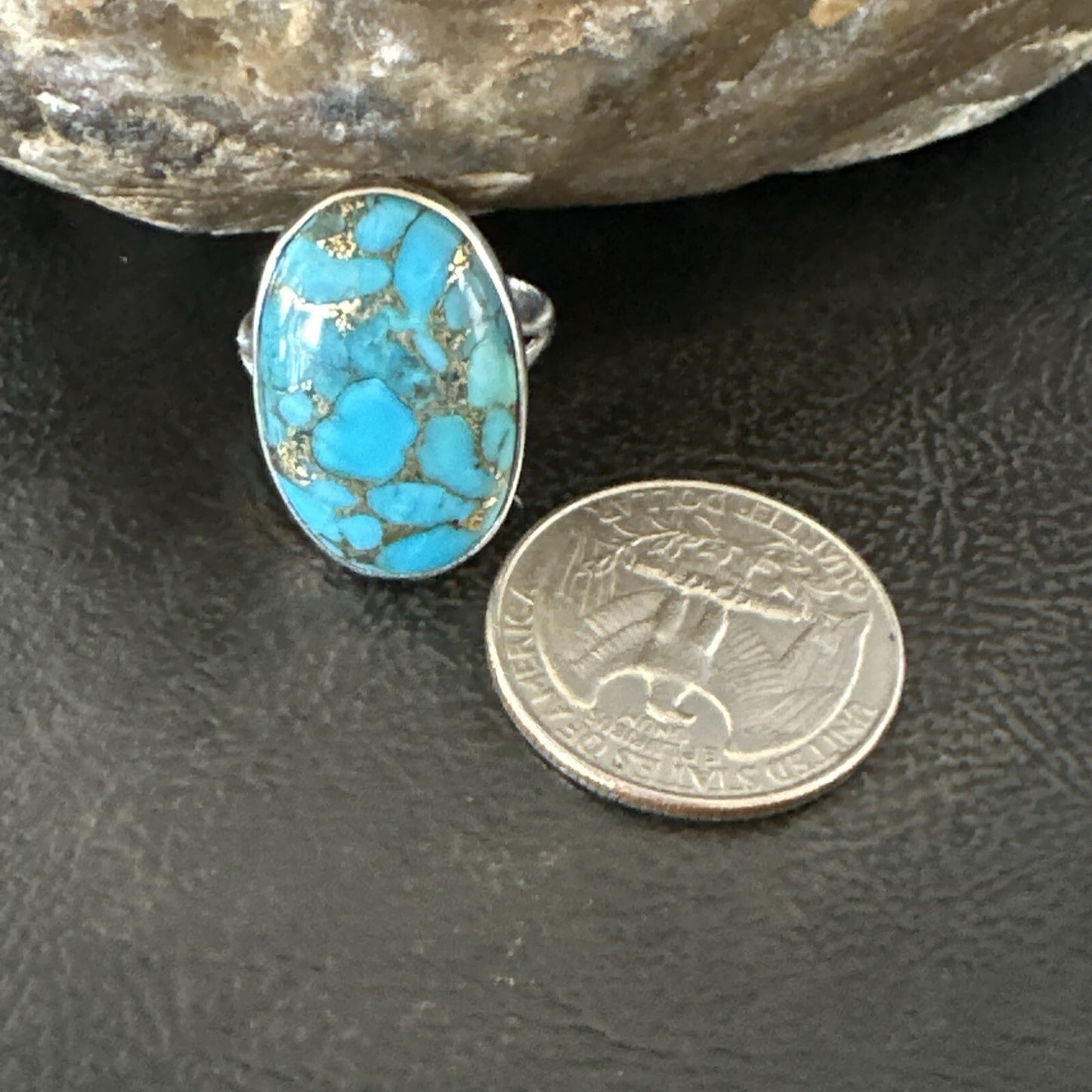 Mohave Native Navajo Sterling Silver Blue Turquoise Ring Sz 7 18240