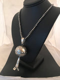 Navajo YAZZIE LG Naja Necklace Pendant 4" | Sterling Silver | Authentic Native American Handmade | 08394