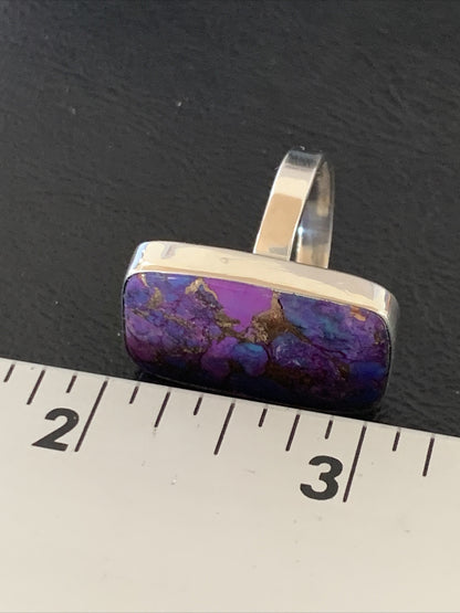 Purple Mohave Turquoise Navajo Sterling Silver Ring Size 8.5 Adjustable 11799