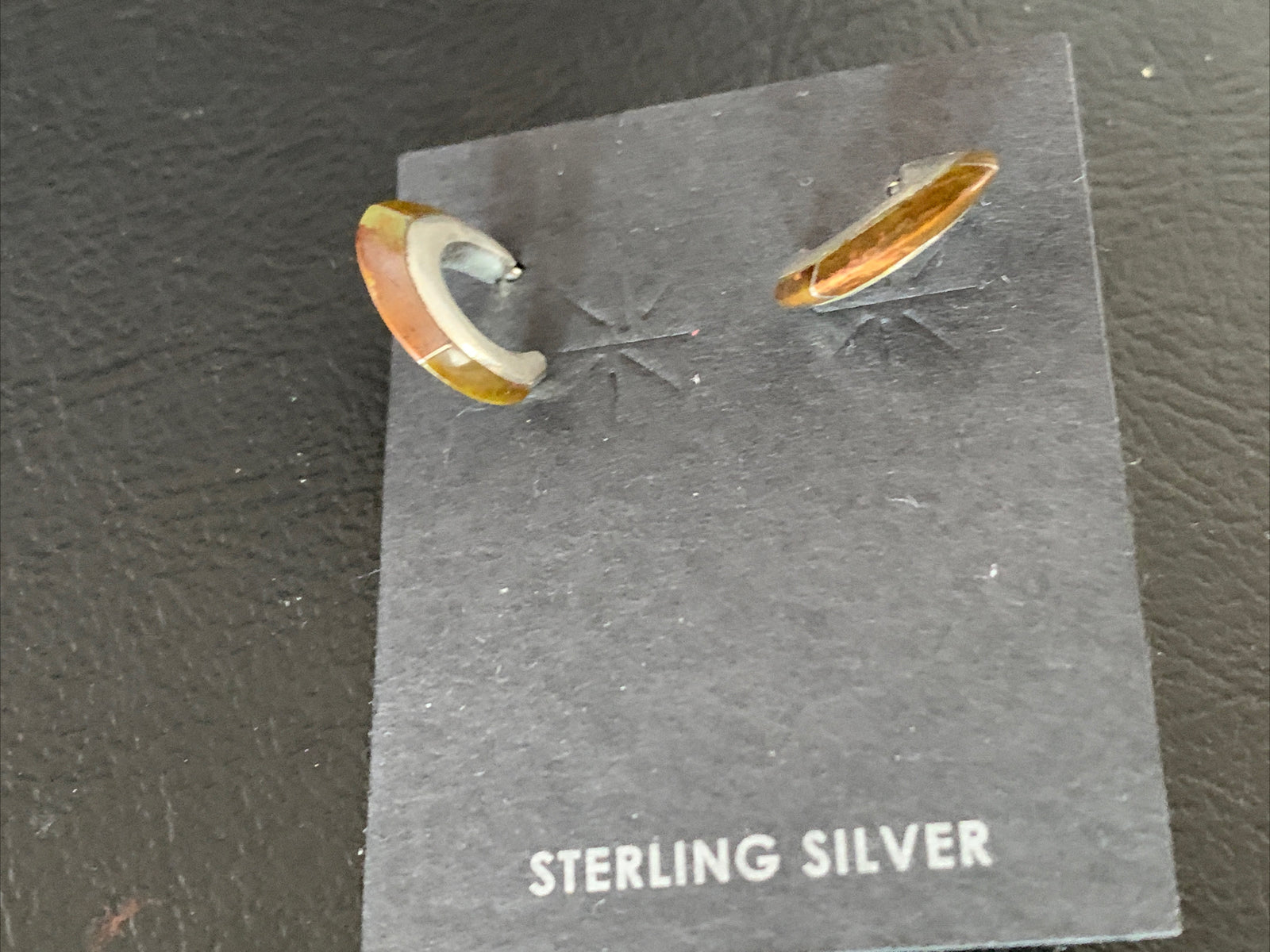 Pava Shell Minimalist Navajo Sterling Silver Inlay Earrings 13068