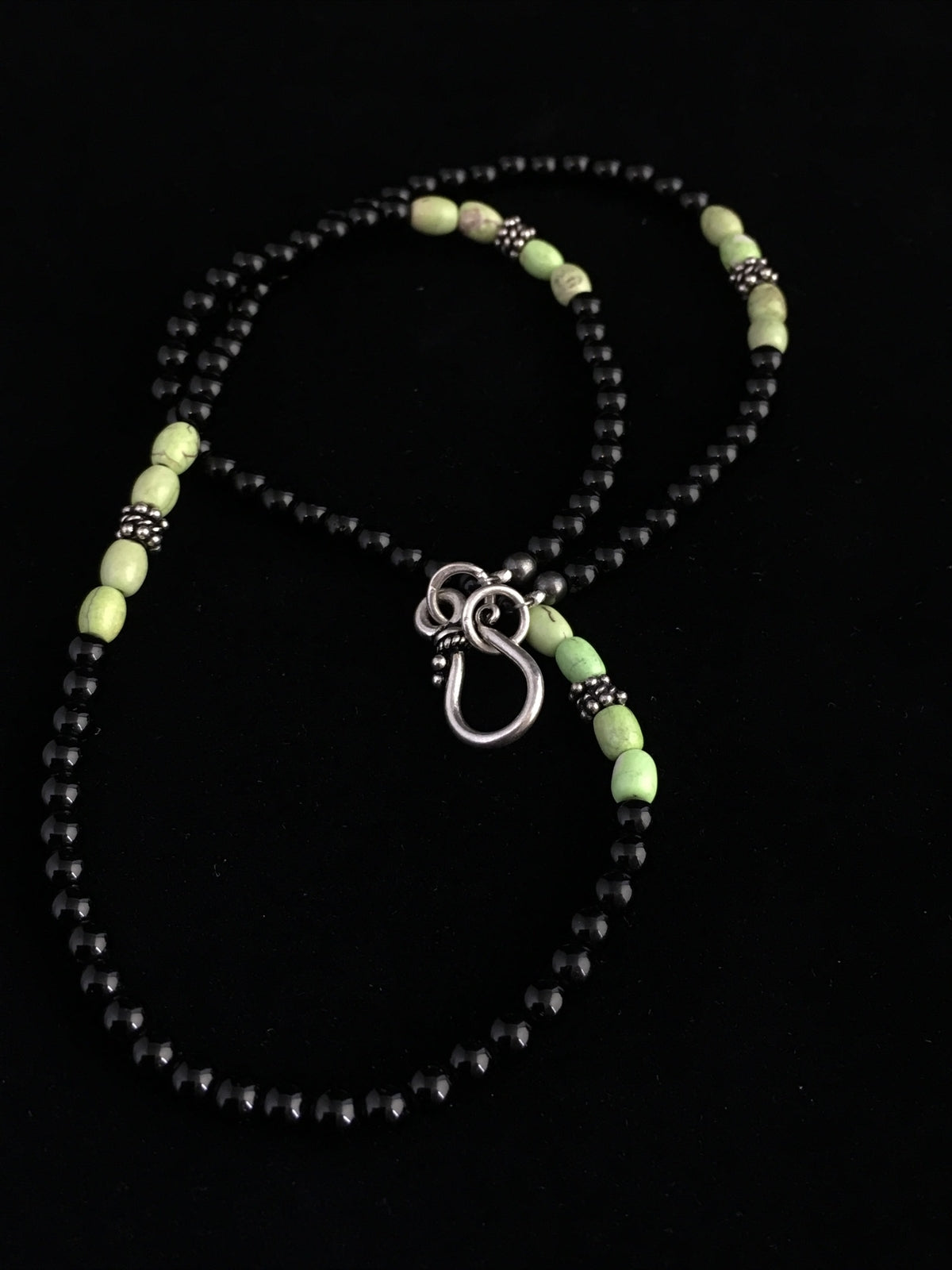 Mens Black Onyx Navajo Sterling Silver Necklace 18” 10014
