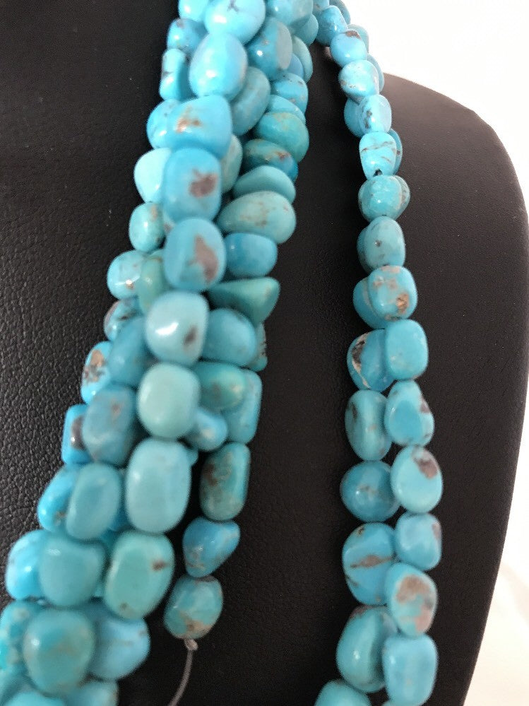 Native Turquoise Nugget Free Form Beads Beautiful Nacozari Set 16 Inch 10057