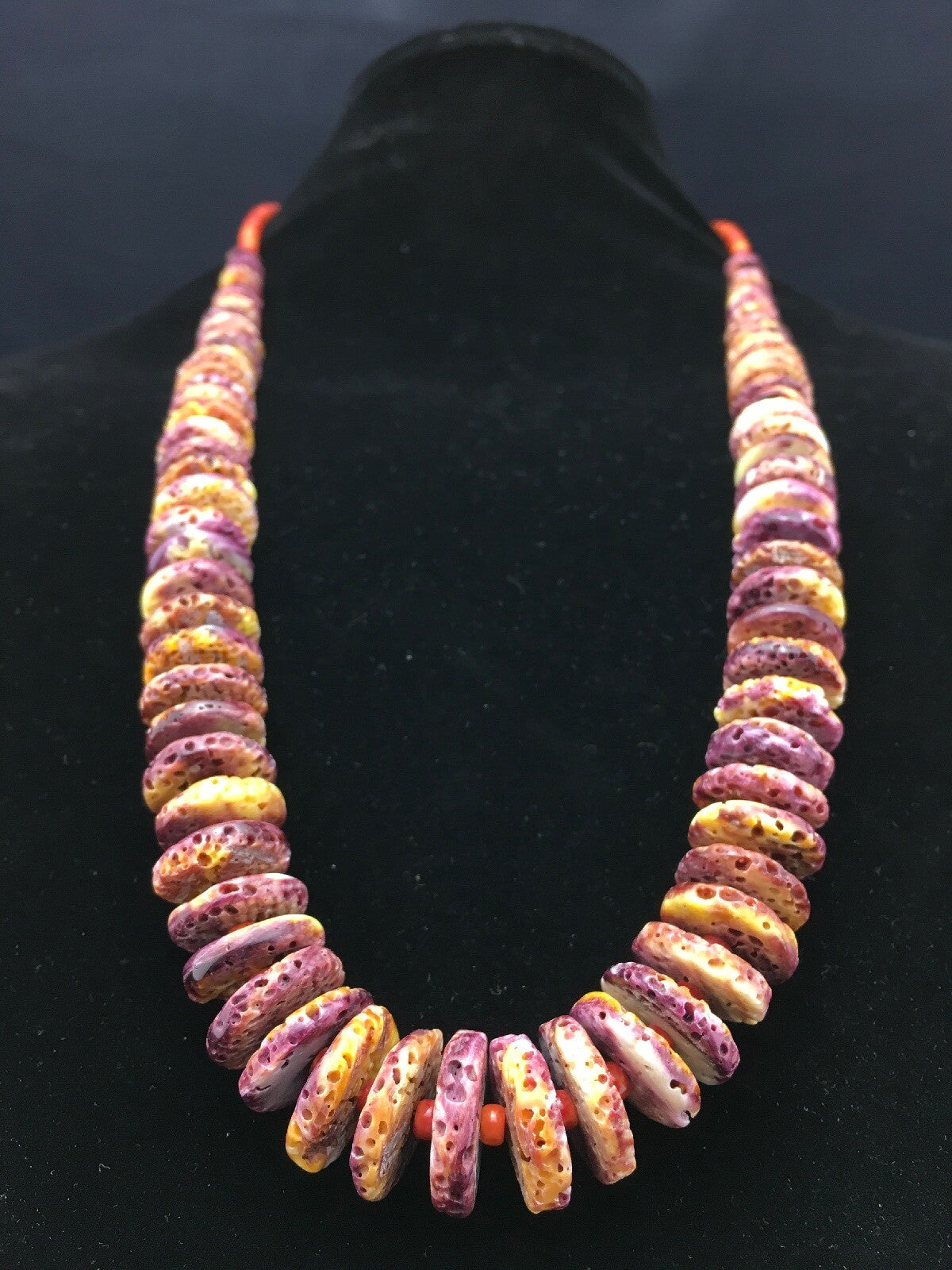 USA Mens Purple Spiny Oyster Bead Navajo Sterling Silver Necklace 28" 4256