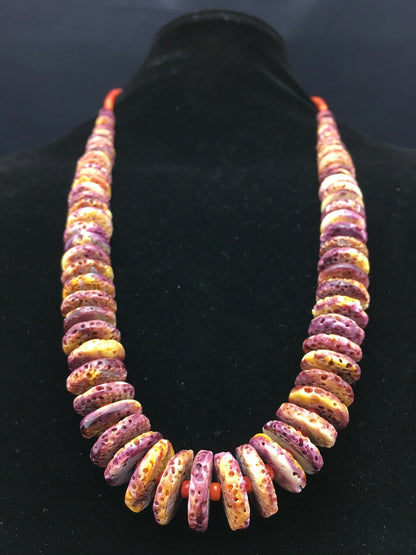 USA Mens Purple Spiny Oyster Bead Navajo Sterling Silver Necklace 28" 4256