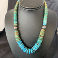 Navajo Blue Green Turquoise Necklace 20" | Sterling Silver | Authentic Native American Handmade | 11963