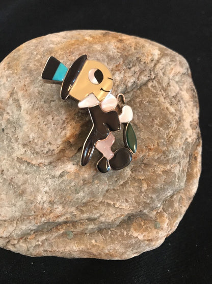 Collectible Zuni Sterling Silver Disney Jiminy Pin Pendant Vintage Old Pawn