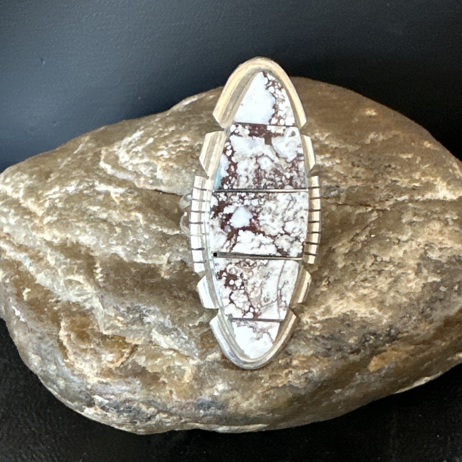 Mens Womens Wild Horse Turquoise Inlay Navajo Sterling Silver Ring Sz 9 19110