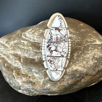 Mens Womens Wild Horse Turquoise Inlay Navajo Sterling Silver Ring Sz 9 19110