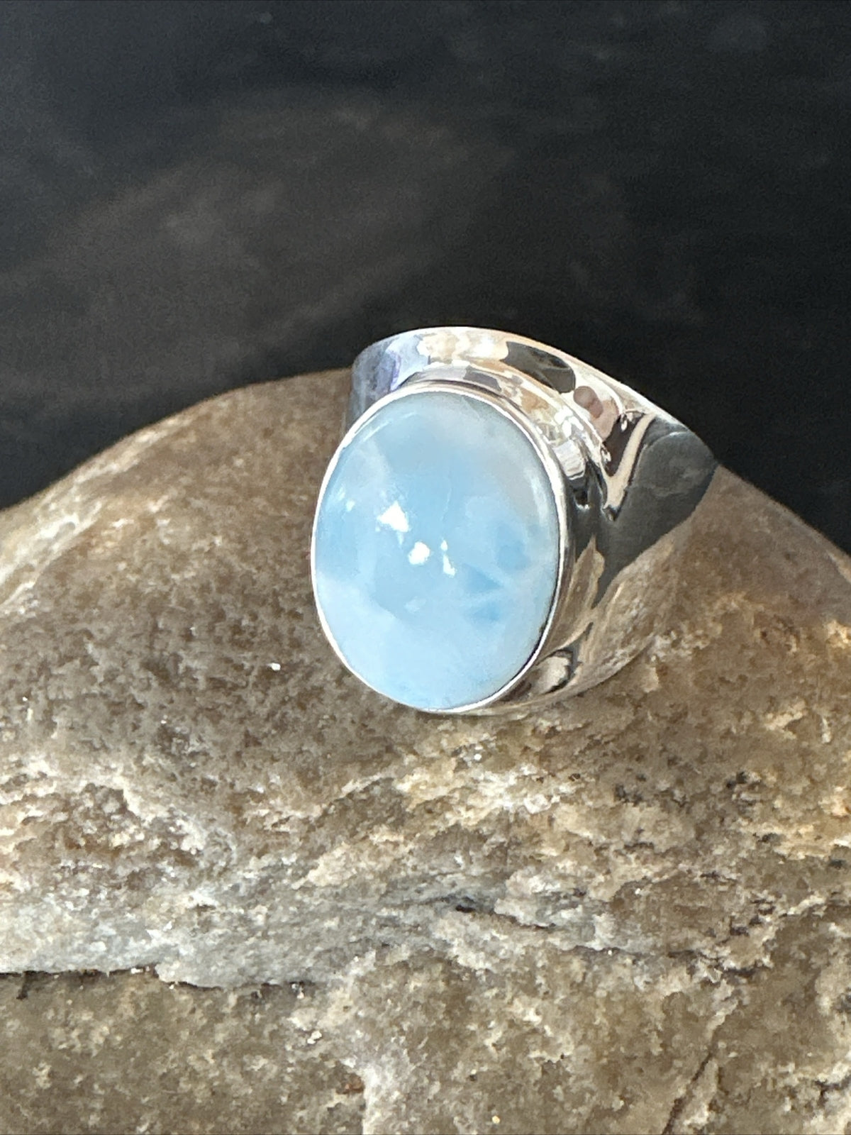 Womens Blue Larimar Navajo Sterling Silver Ring Size 9 17672