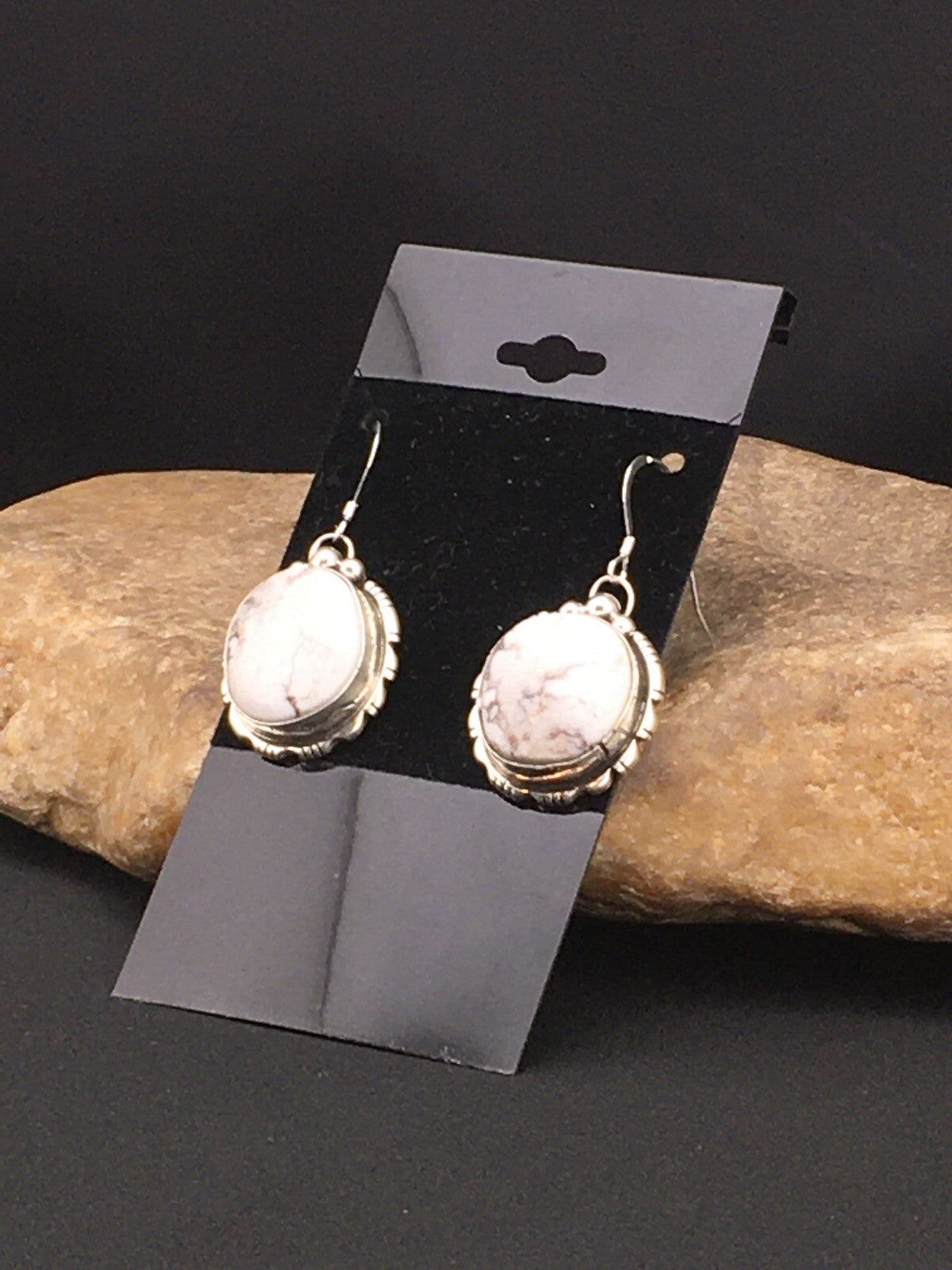 Navajo Sterling Silver Wild Horse Turquoise Earrings 1" 01321