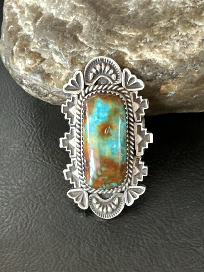 Navajo Sterling Silver Green Turquoise Ring Size 11.5 19615