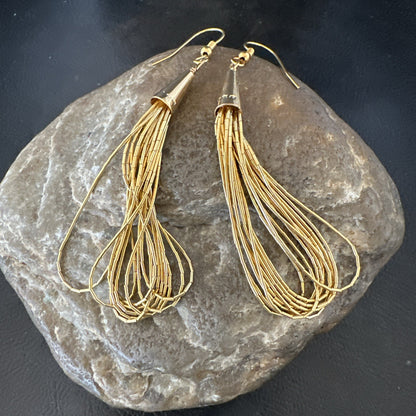 Liquid Sterling Silver Goldfilled 10 Strand Heishi Dangle 3" Earrings 19723