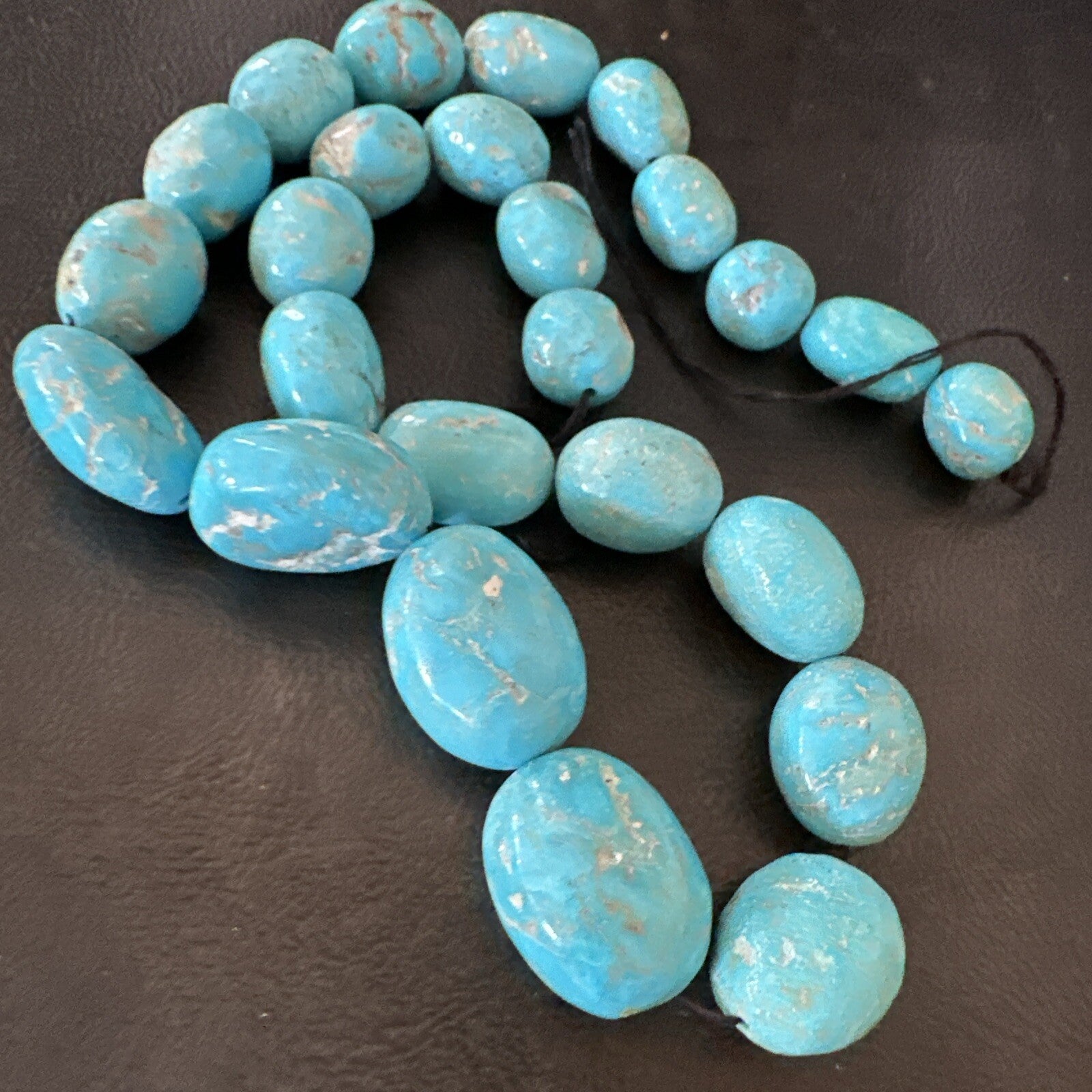 Authentic Blue Sleeping Beauty Graduated Turquoise Nugget Strand 18” 18499