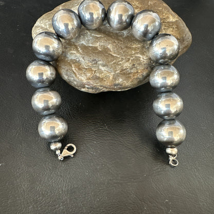 16mm Round Beads 8” Sterling Silver Beads Bracelet 91608