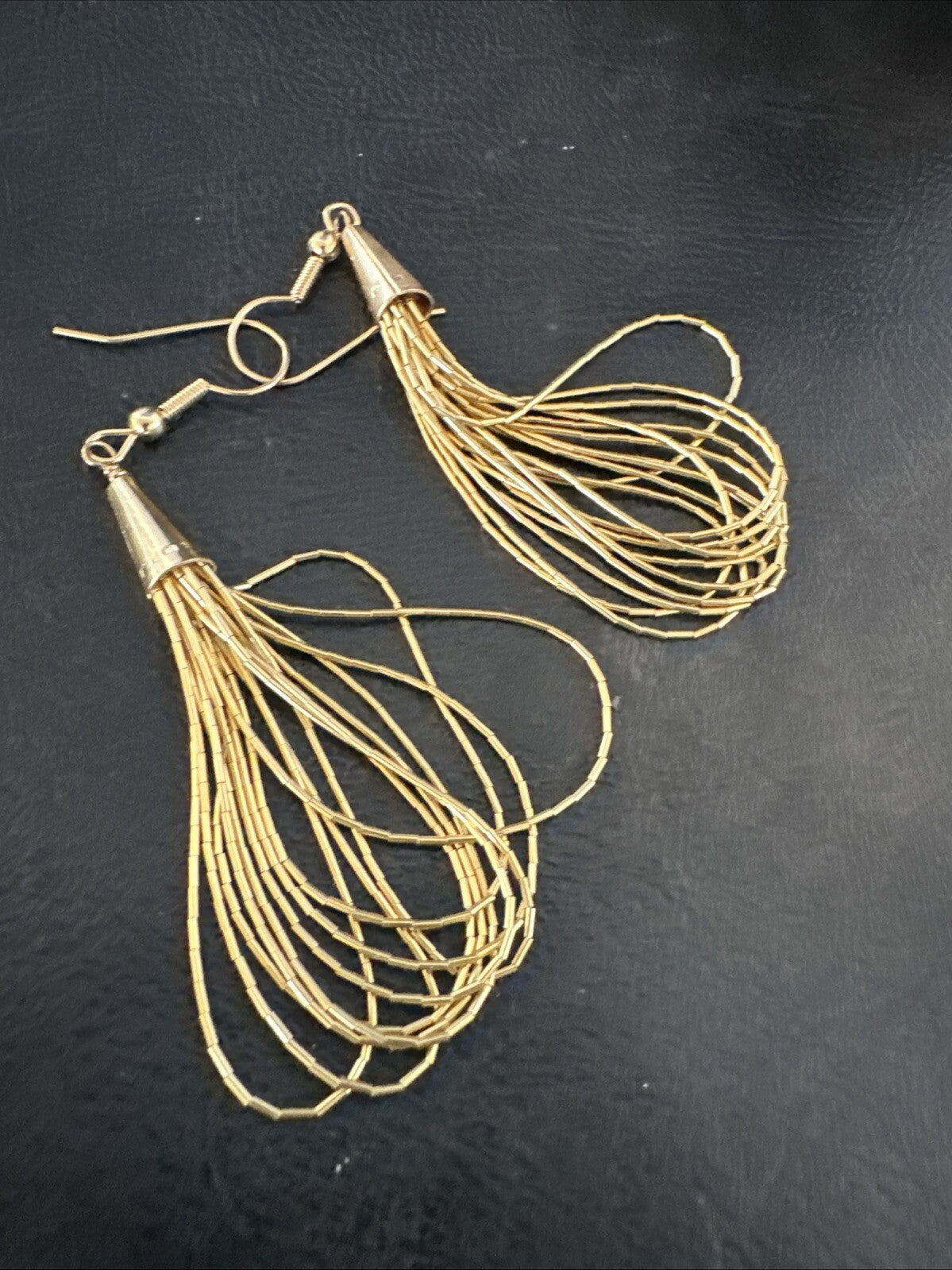Liquid 10 Strand Sterling Silver Gold filled Heishi Dangle 2.5” Earrings 18644