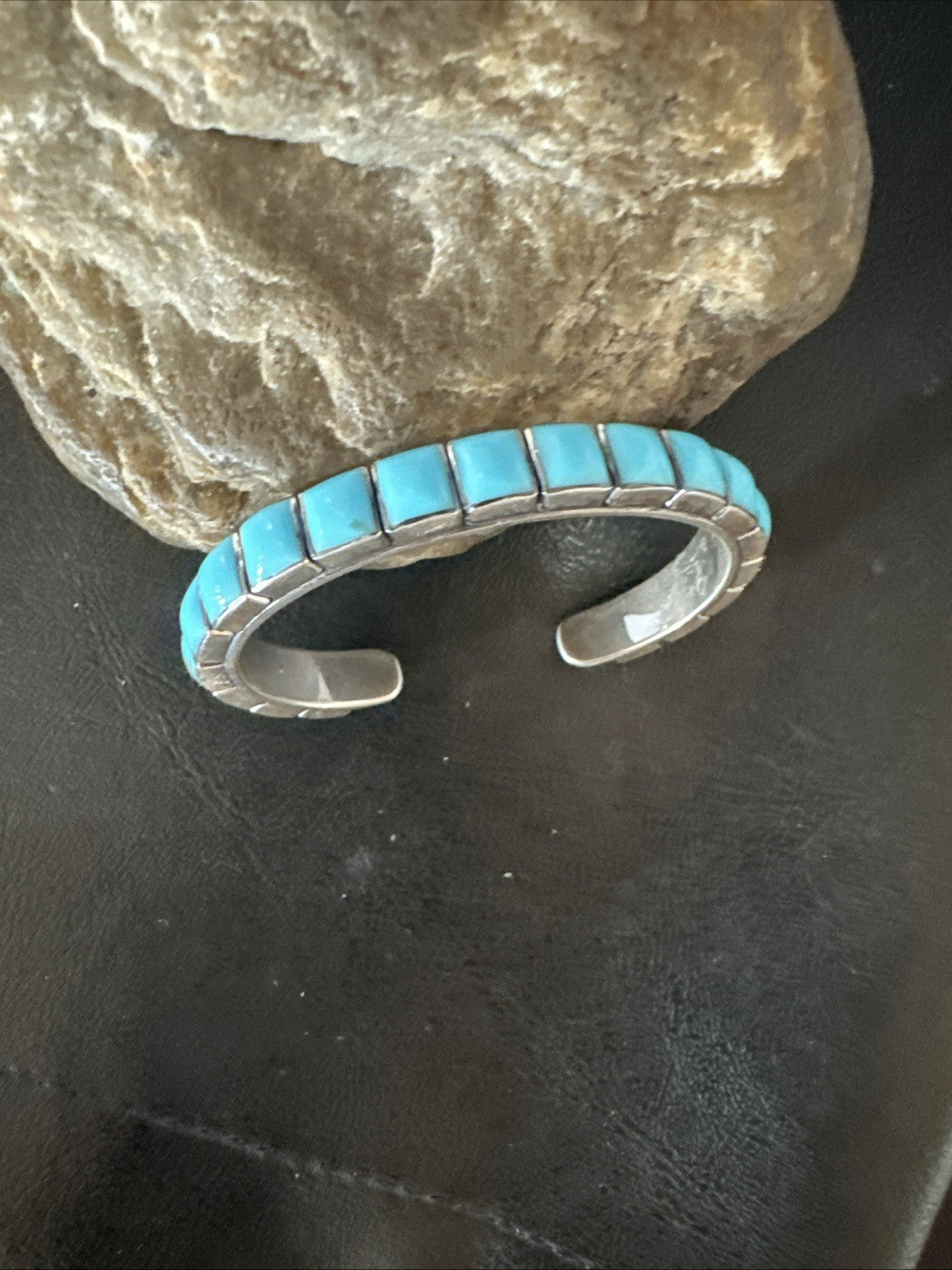 Blue Kingman SB Turquoise Navajo Sterling Silver Cuff Bracelet 6.5" 19069