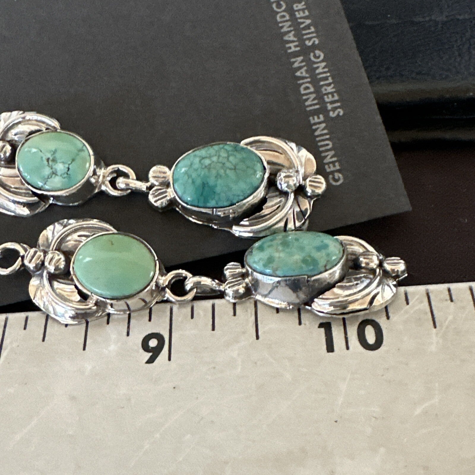 Native Navajo Green Turquoise Sterling Silver Dangle Earrings 2” 17913