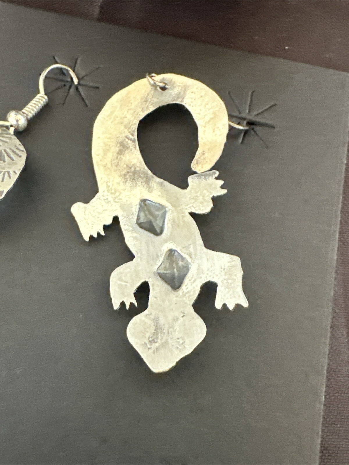 Popular Gecko Navajo Stamped Sterling Silver Stamped Handmade Earrings 17952