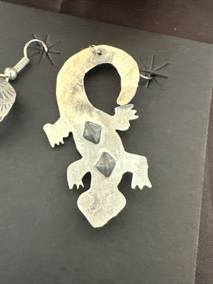 Popular Gecko Navajo Stamped Sterling Silver Stamped Handmade Earrings 17952