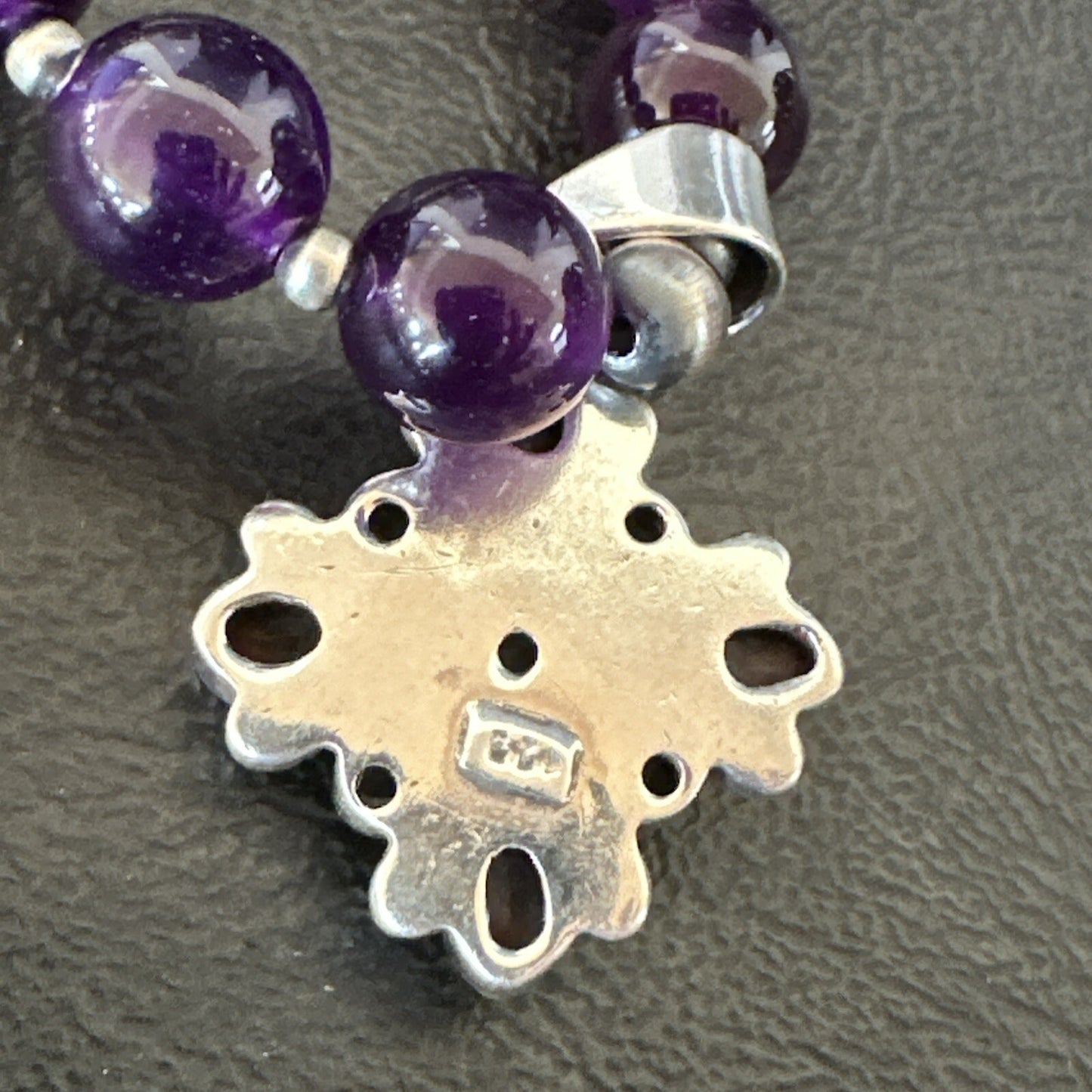 Purple Amethyst Pendant Navajo Sterling Silver Necklace 21" 18256
