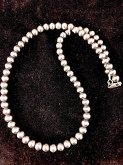 Navajo Pearls 4mm Bead Necklace 16"- 32" | Sterling Silver | Authentic Native American Handmade | 10032