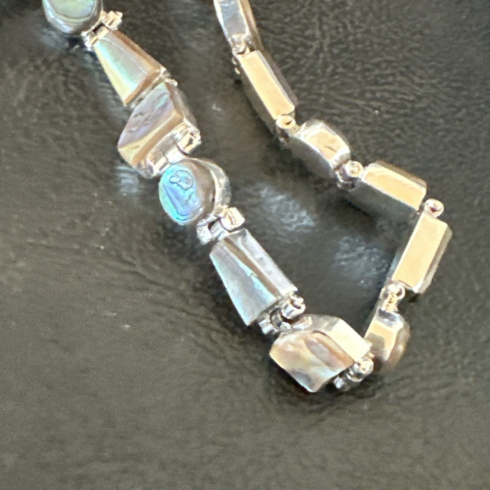 Pava Shell Navajo Old Pawn Sterling Silver Link Bracelet 8" 18131