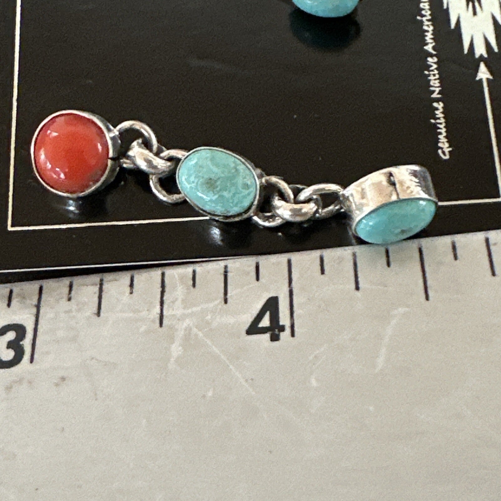 Blue Turquoise Red Spiny MultiColor Navajo Sterling Silver Inlay Earrings 18355