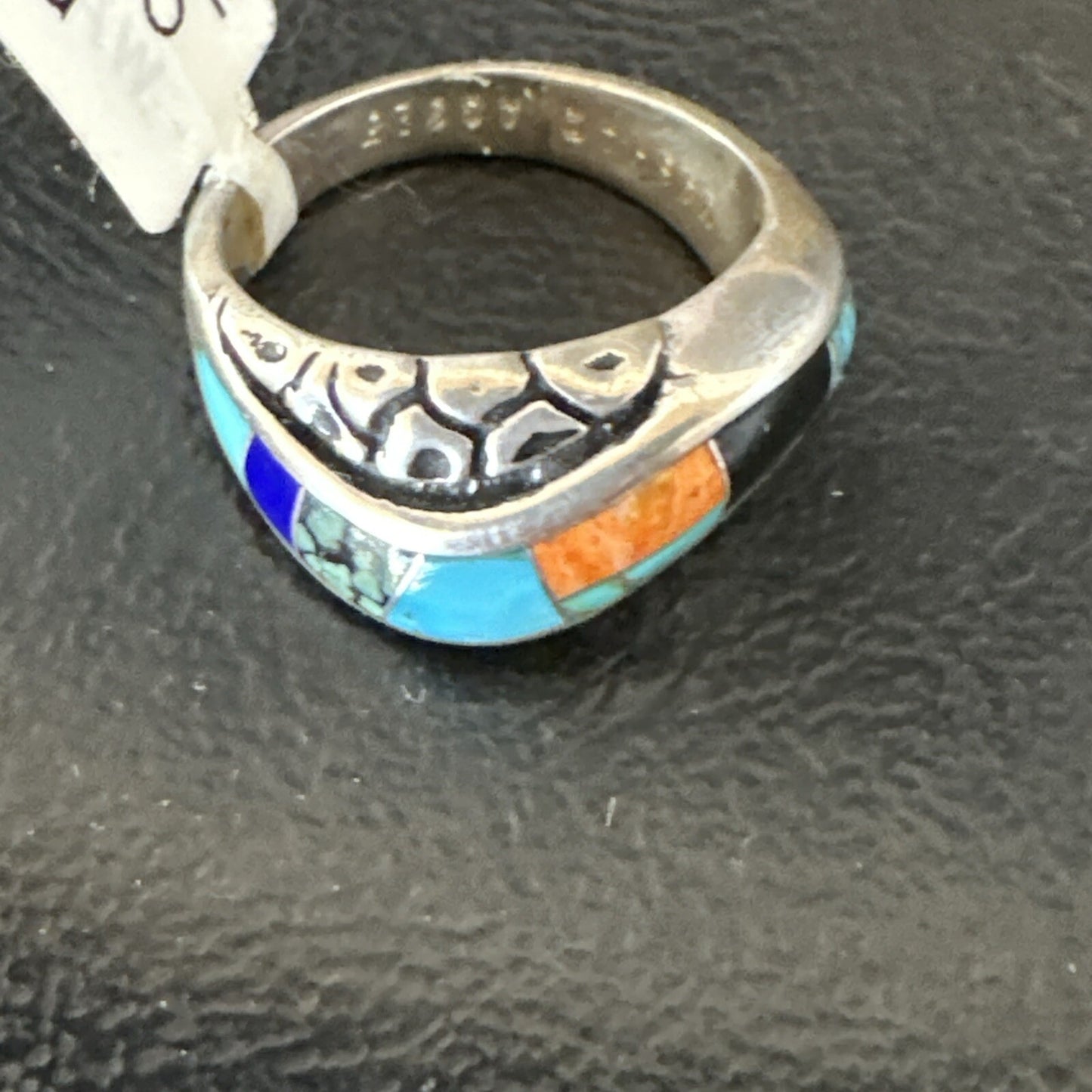 MultiColor Navajo Sterling Turquoise Spiny Oyster Inlay Ring Sz 6.5 18708