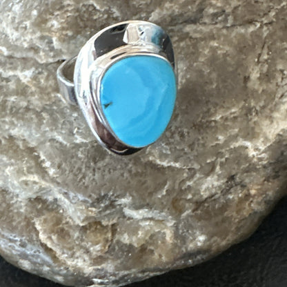 Southwestern Sterling Silver Blue Kingman Turquoise Ring Size 7 18504