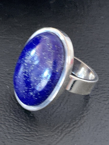 Men Blue Lapis Lazuli Navajo Sterling Silver Ring Size 7 10279