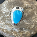Southwestern Blue Kingman Turquoise Ring Size 8 | Sterling Silver | Authentic Native American Handmade | 18519