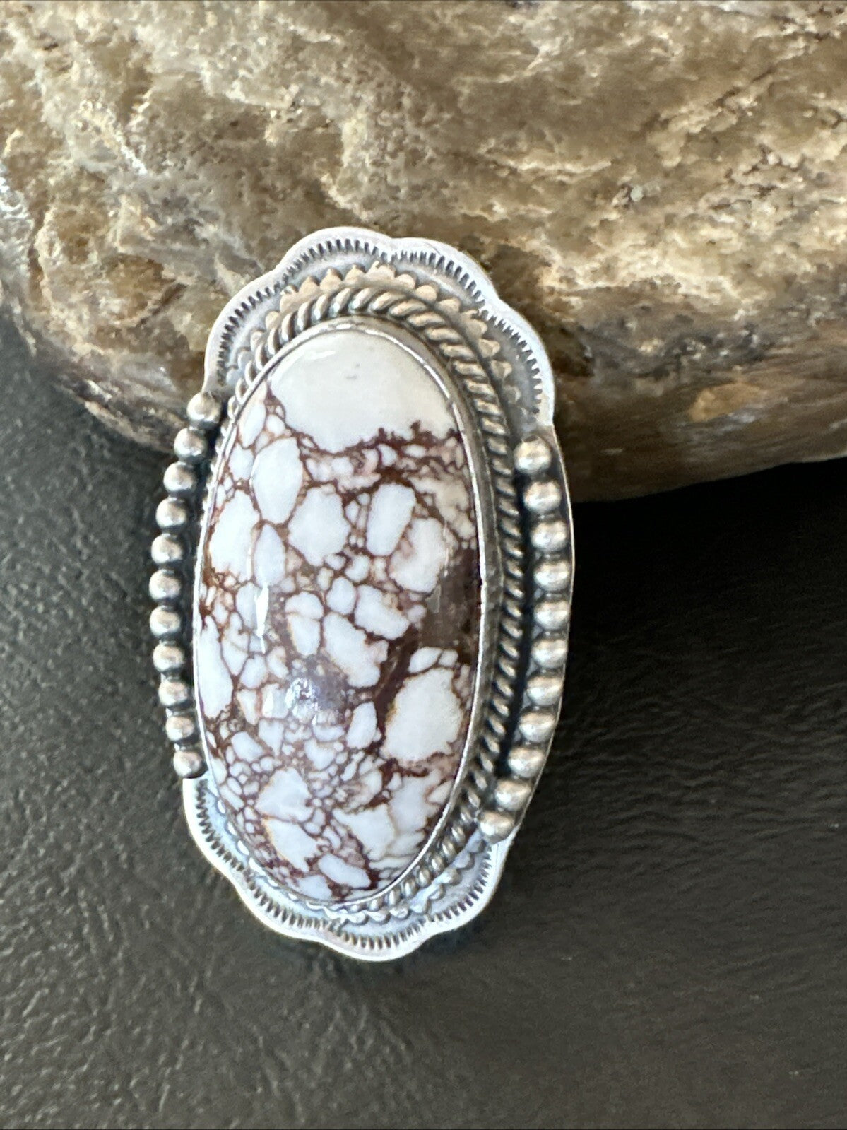 Mens Womens Wild Horse Turquoise Navajo Sterling Silver Ring Sz 8 18722
