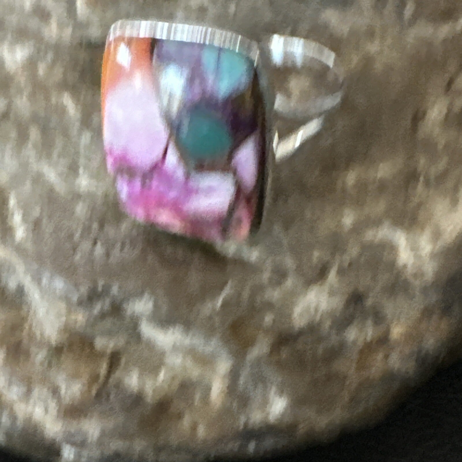 Blue Turquoise Spiny Oyster Southwestern Sterling Silver Ring Size 8 18442