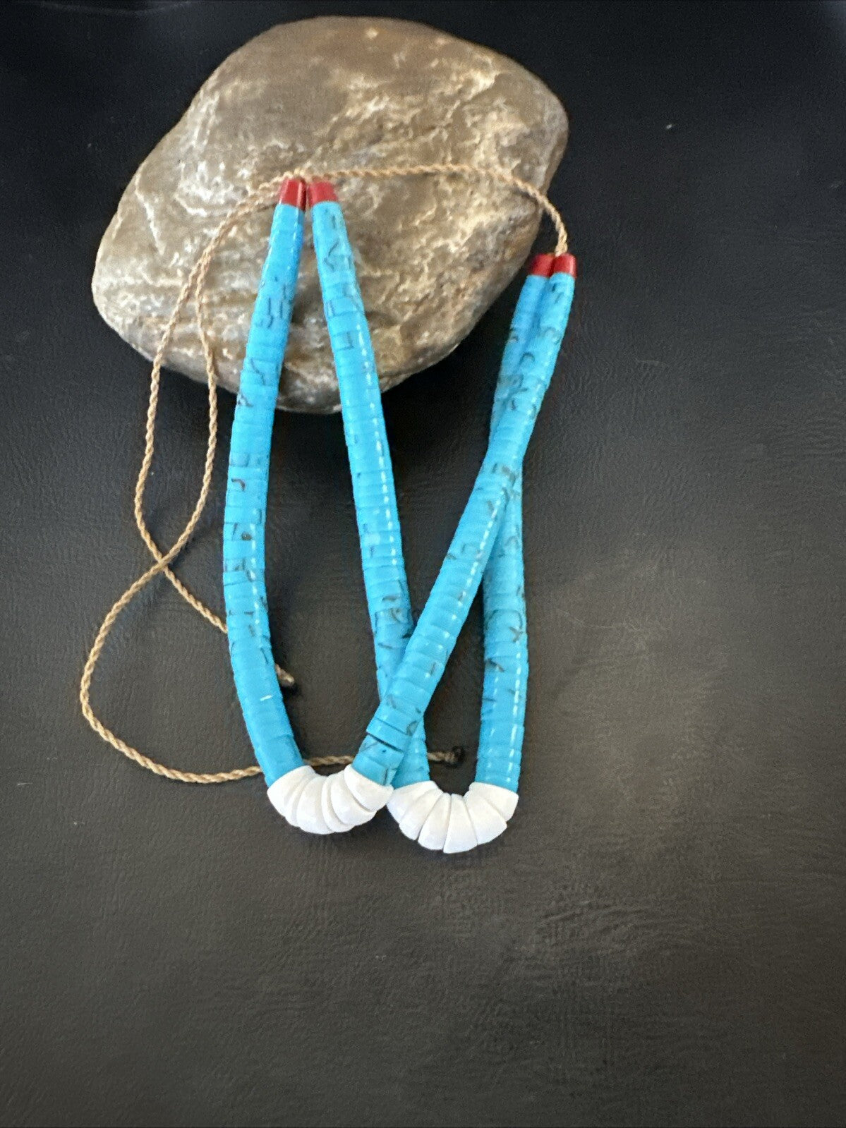 Stabilized Blue Turquoise Jacla Double White Santo Domingo 4.5" 18165